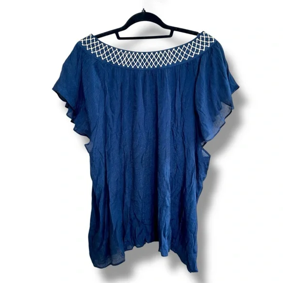 Zac & Rachel Woman Navy Embroidered Top - Picture 2 of 7